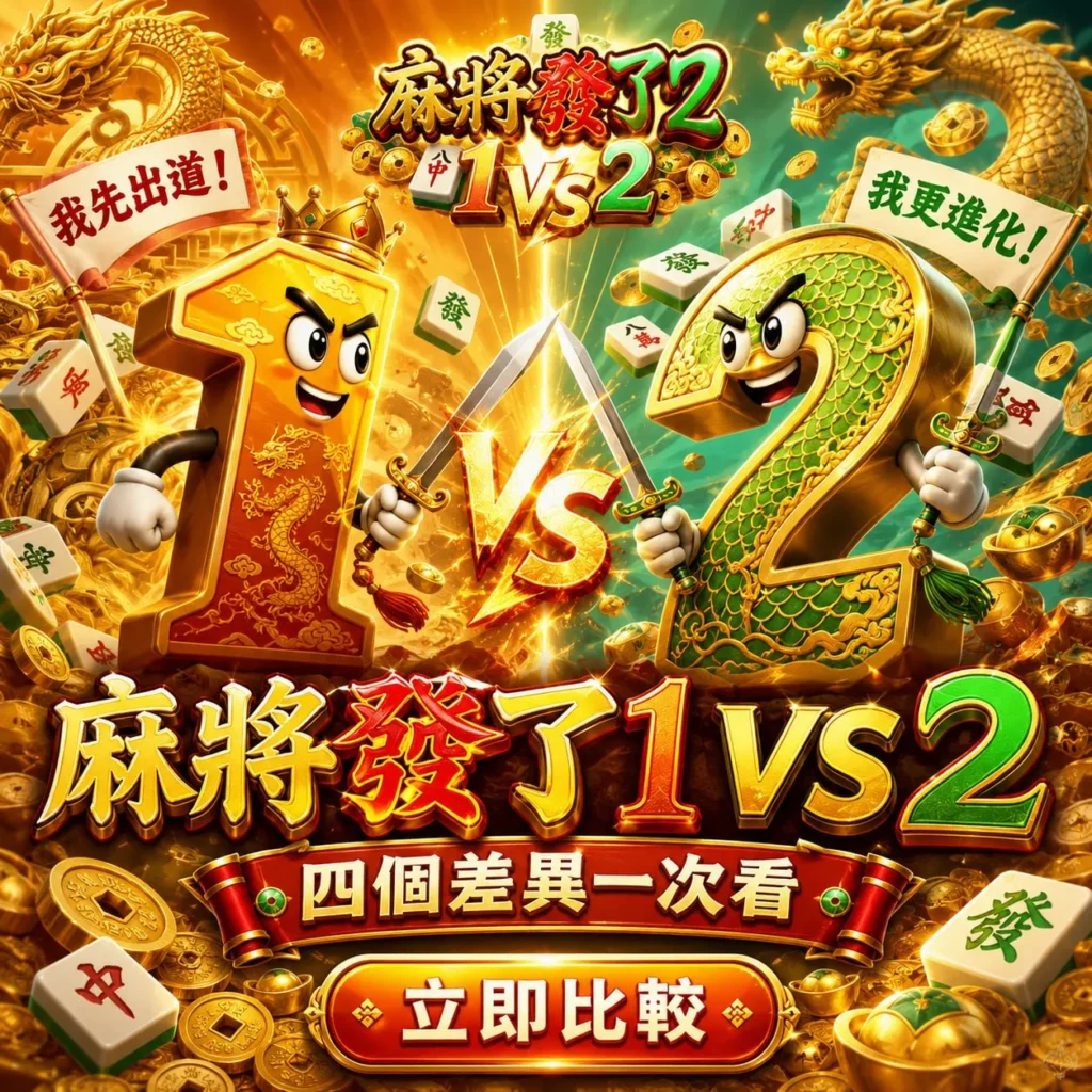 麻將發了1好玩嗎比較圖，呈現RSG麻將發了1與麻將發了2的版本對決與四大差異主題